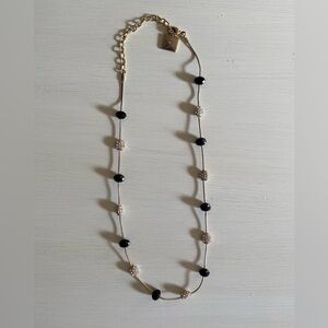 Anne Klein Gold-tone Necklace with Black Faceted and Pave-style Crystal Beads
